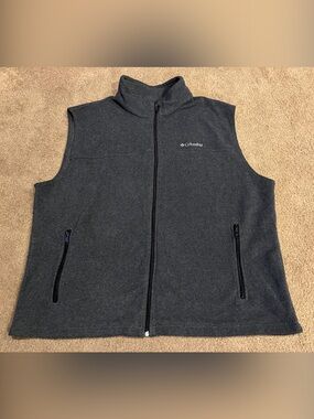 Columbia Men's Charcoal Gray Full-Zip Fleece Vest